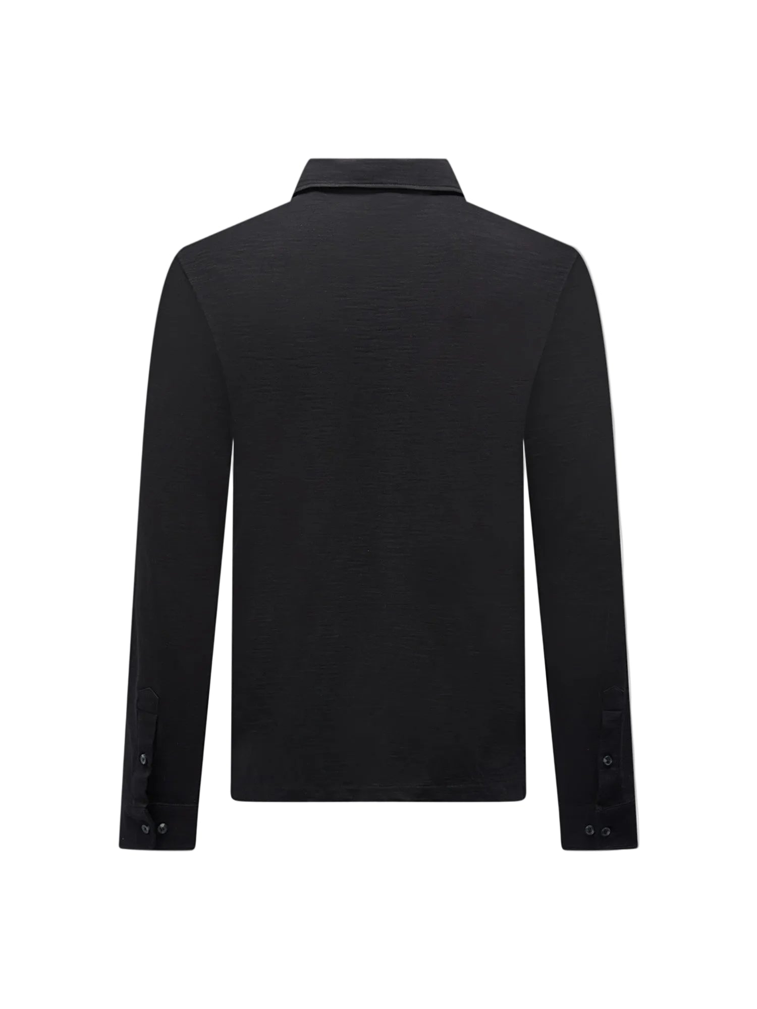 Back View of Peckham Rye Slub L/S Polo Black Shirt